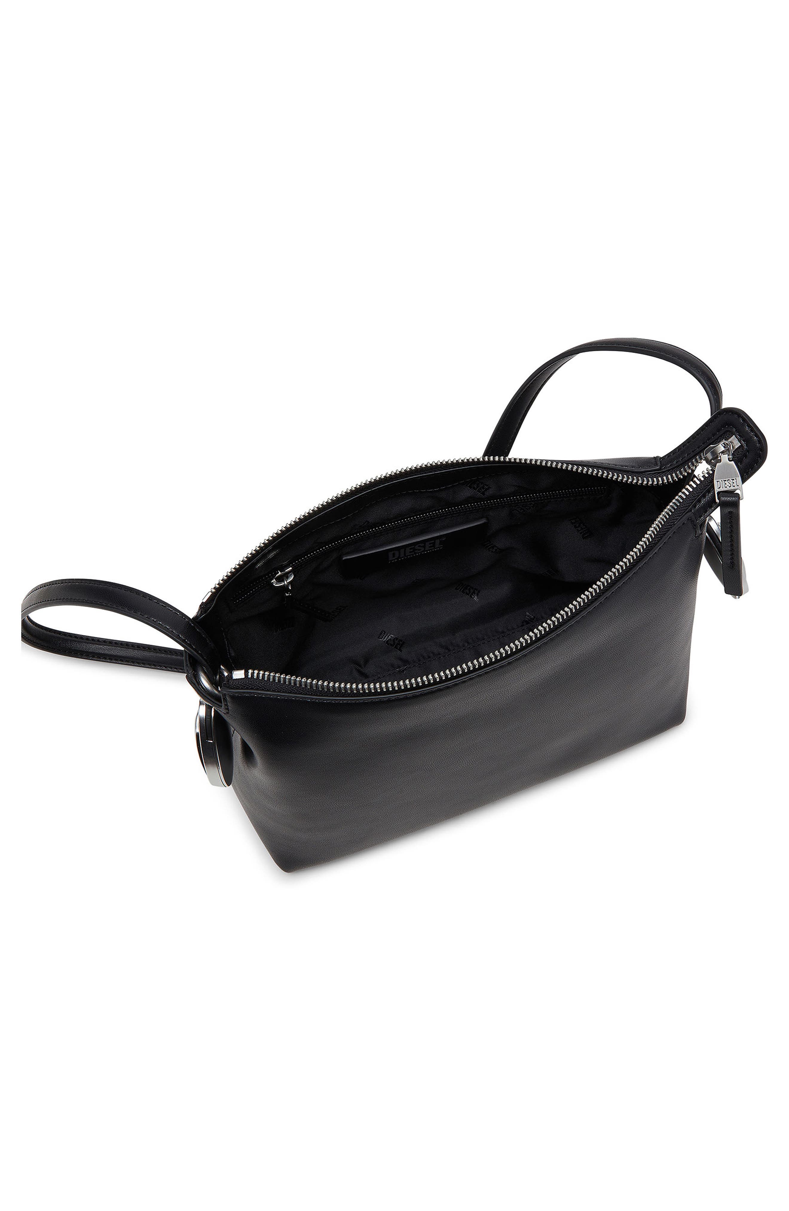 D-Rop Leather Shoulder Bag, Alternate, color, BLACK