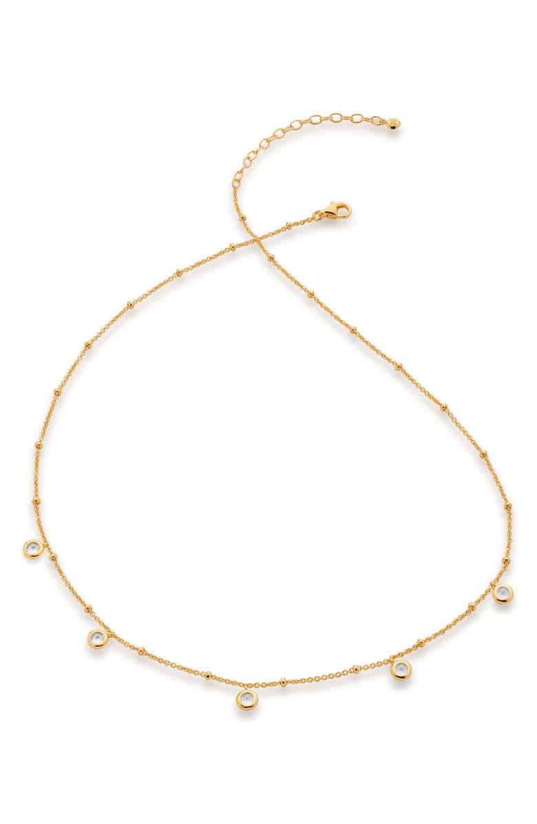 Monica Vinader Mini White Topaz Station Necklace, Main, color, 18Ct Gold Vermeil