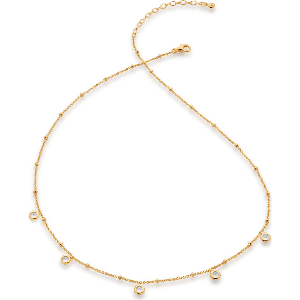 Monica Vinader Mini White Topaz Station Necklace In Gold