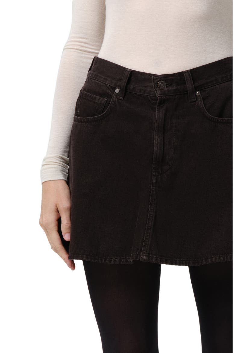 Trapeze Cotton Miniskirt, Alternate, color, CAROB DK BROWN