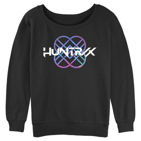 Junior's Huntrix Holographic Logo Long Sleeve Oversized Sweatshirt