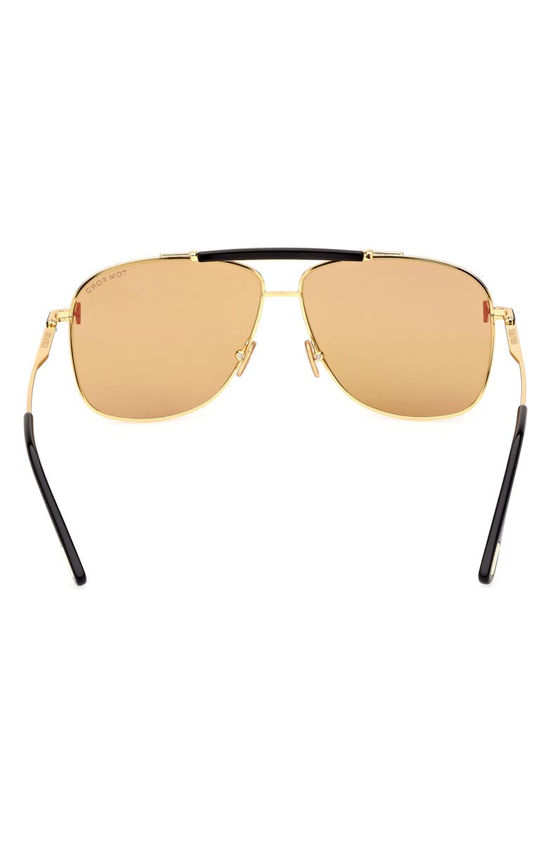 TOM FORD Jaden 60mm Polarized Navigator Sunglasses, Alternate, color, Shiny Rose Gold Brown