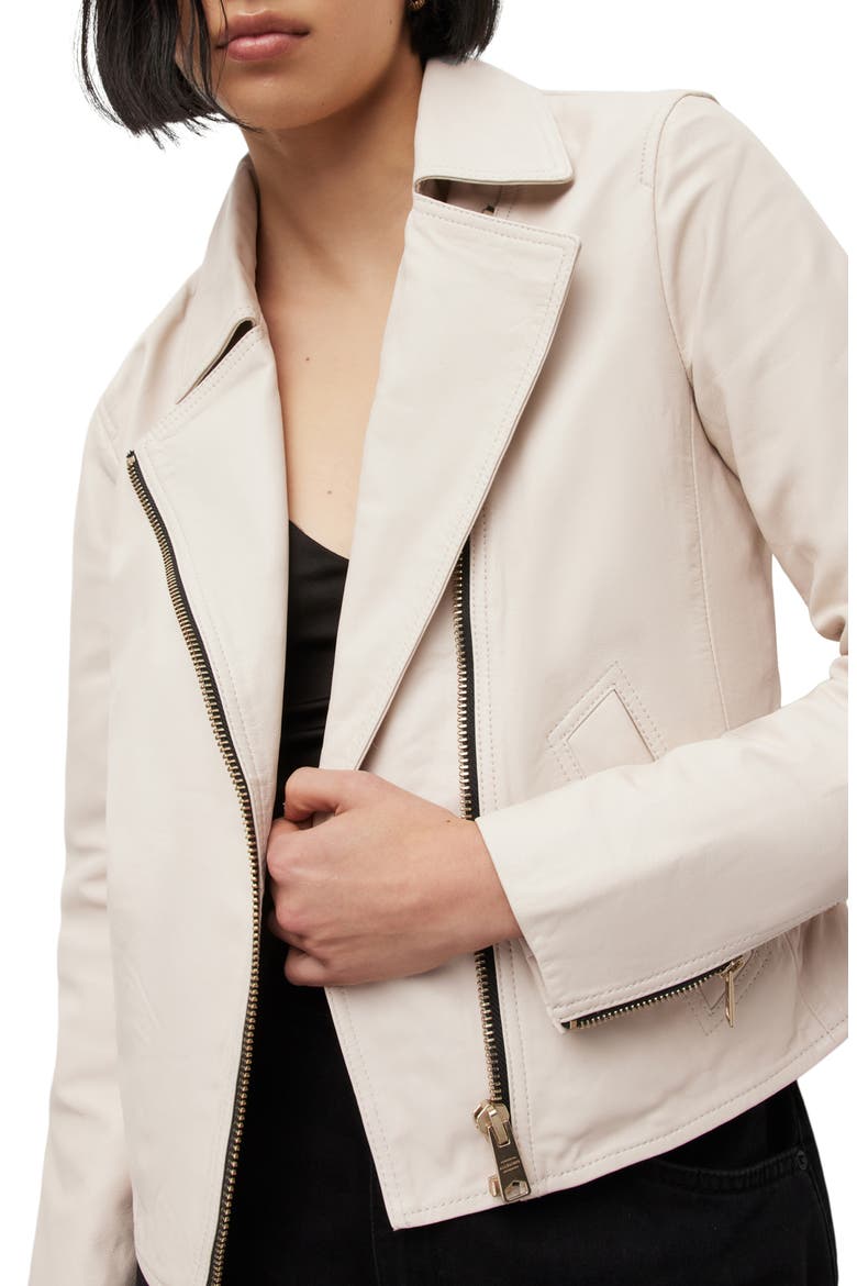 Vela Leather Biker Jacket, Alternate, color, IVORY WHITE