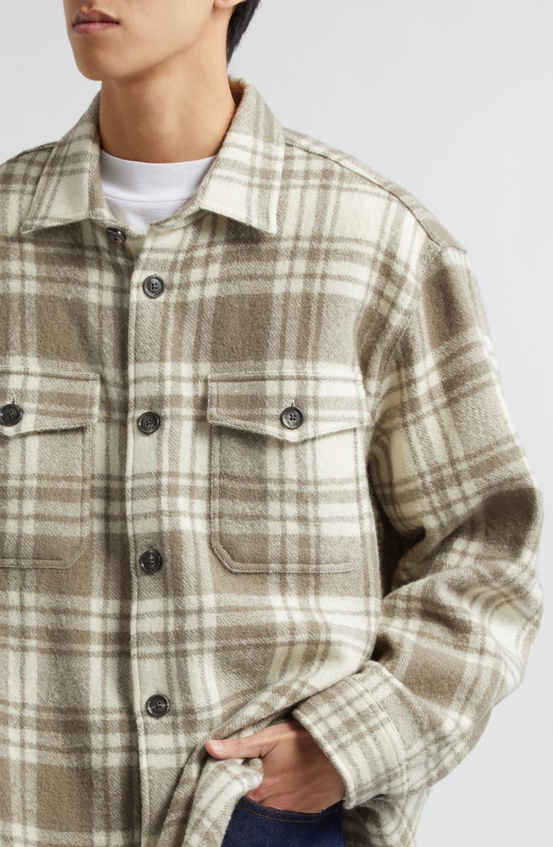 AMI PARIS Maxi Oversize Plaid Virgin Wool Overshirt, Alternate, color, 