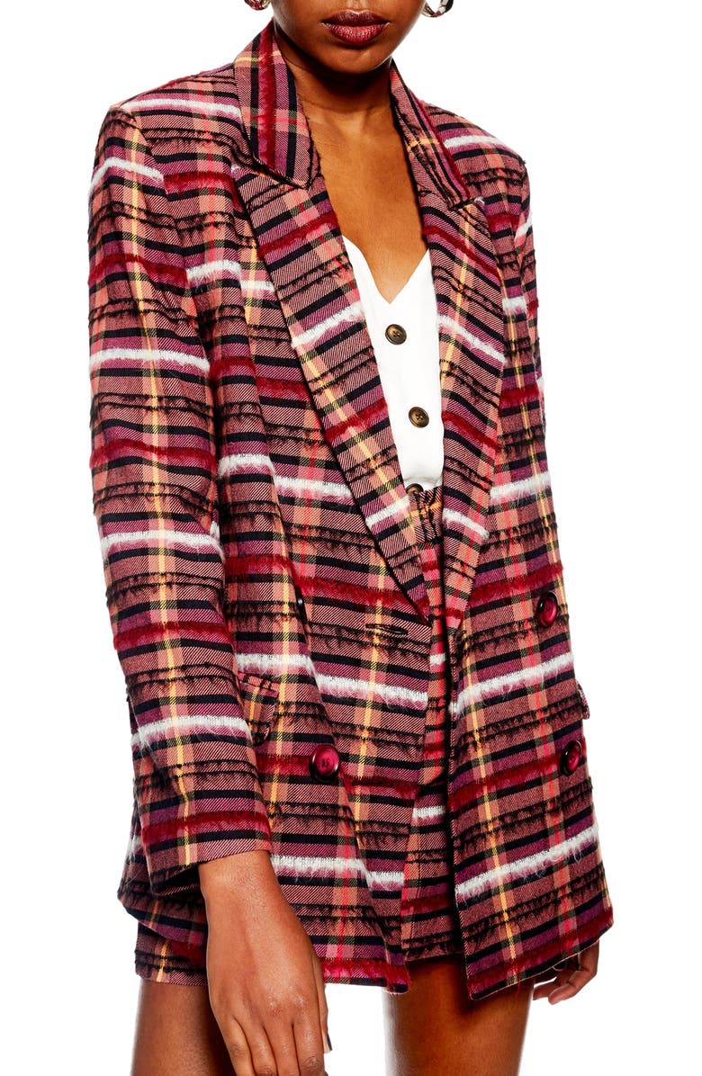 Topshop Brushed Check Blazer, Main, color,