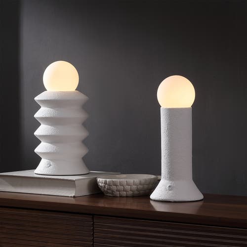 Jonathan Y Soren 13" Ceramic/glass Geometric Integrated Led Table Lamp In White