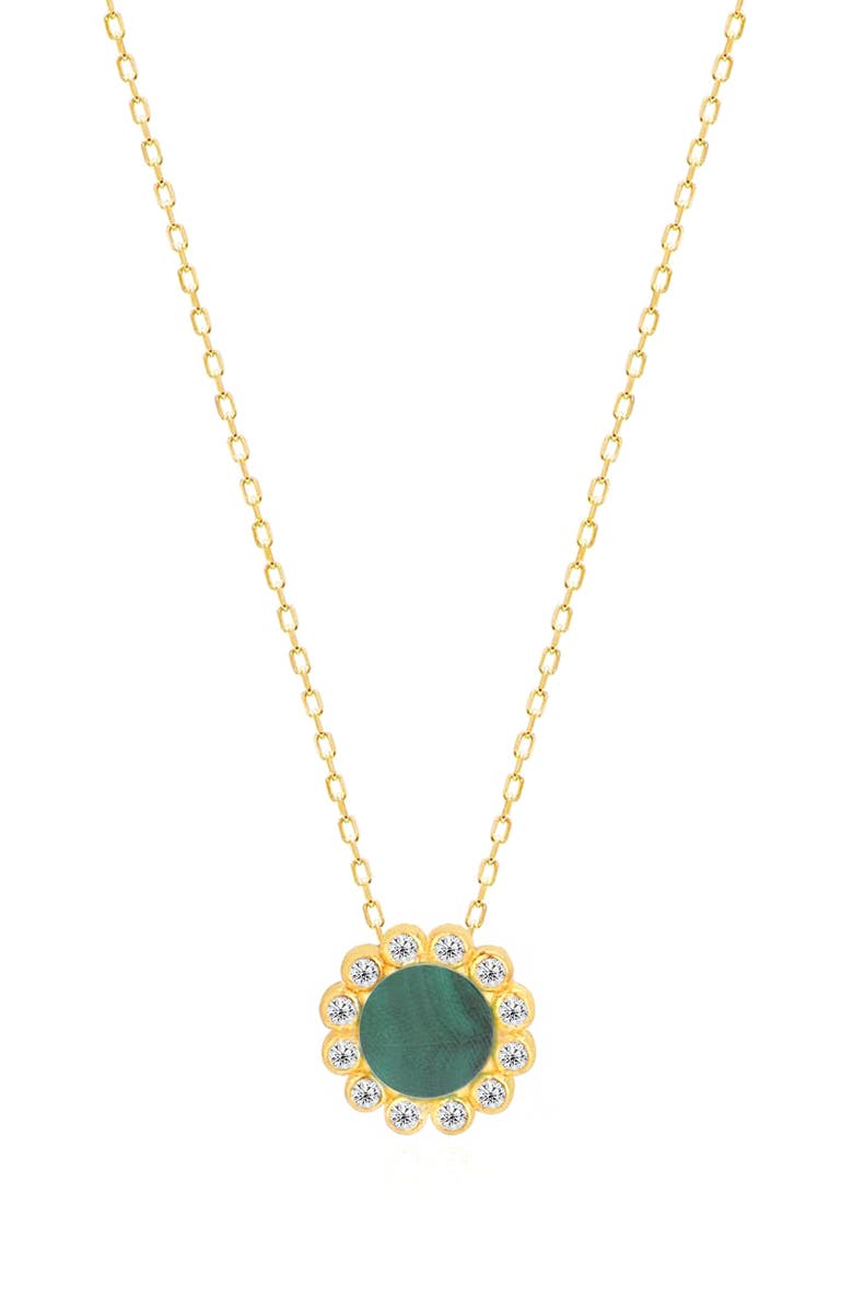 GABI RIELLE Sunlite Pavé Crystal & Malachite Pendant Necklace, Main, color, Gold