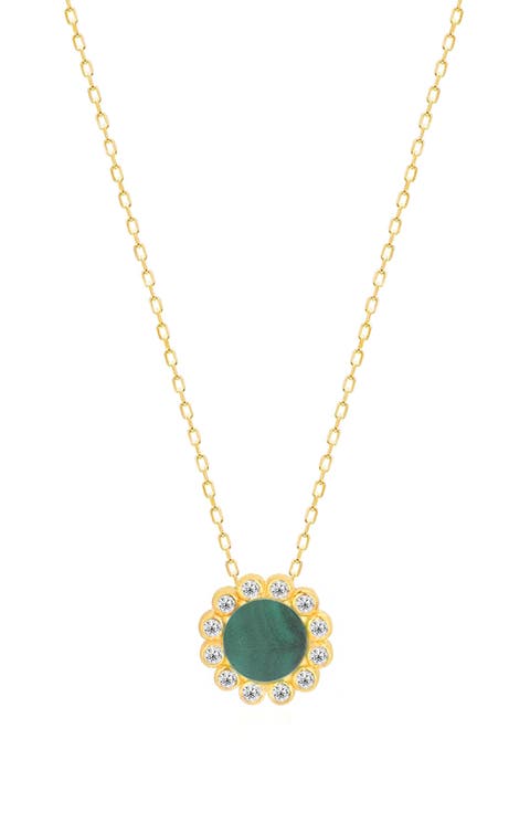 Sunlite Pavé Crystal & Malachite Pendant Necklace