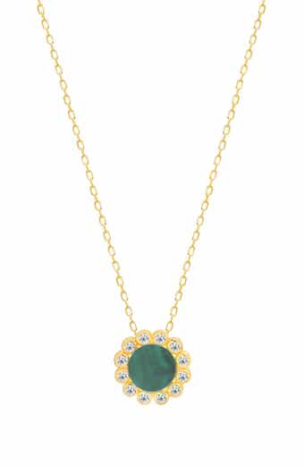 Sunlite Pavé Crystal & Malachite Pendant Necklace