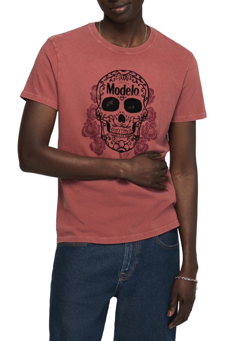 Modelo Skull Roses Graphic T-Shirt, Main, color, COWHIDE