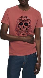 Lucky Brand Modelo Skull Roses Graphic T-Shirt