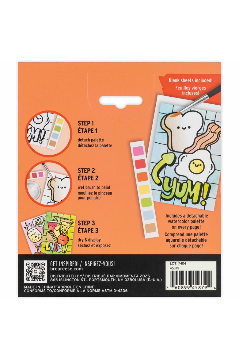 Watercolor Pad Kit, Kawaii Food, 8 Playful Designs, Alternate, color, Multicolored