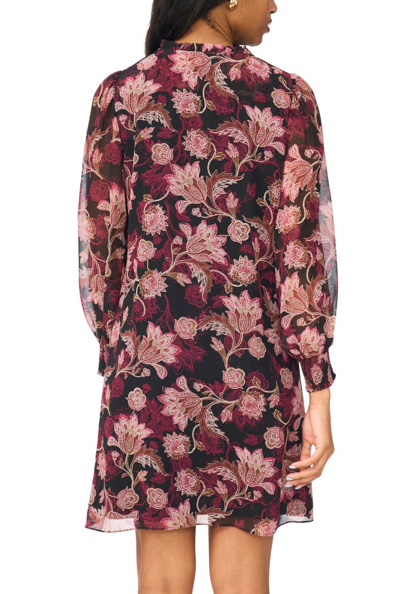 Smocked Yoke Long Sleeve Dress, Alternate, color, BLACK MULTI