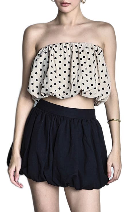 Polka Dot Strapless Bubble Top