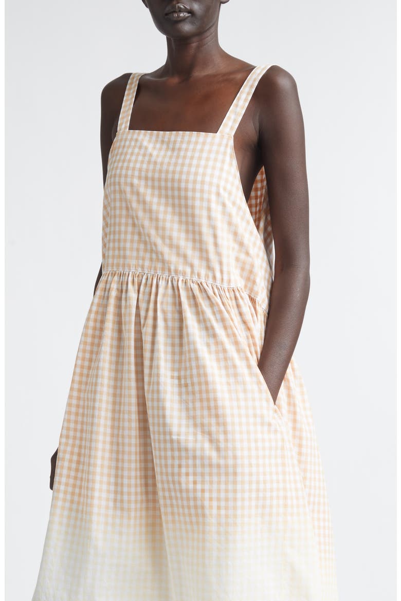 Degradé Gingham Cotton Poplin Dress, Alternate, color, BEIGE/ WHITE