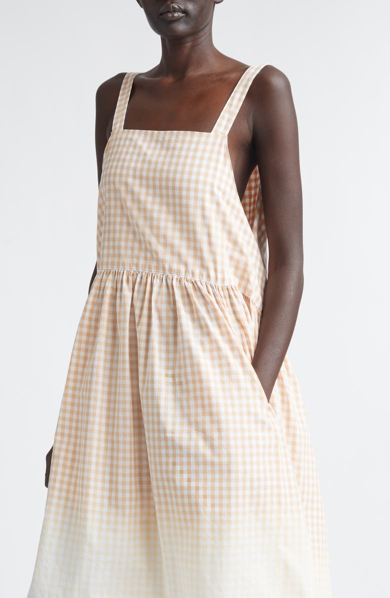 Tao Comme des Garçons Degradé Gingham Cotton Poplin Dress, Alternate, color, Beige/ White