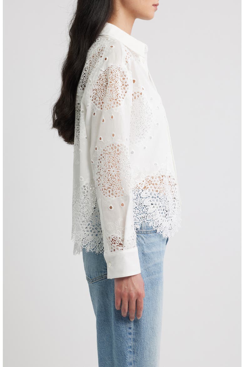 Embroidered Eyelet Lace Button Down Shirt, Alternate, color, RING EMBROIDERY