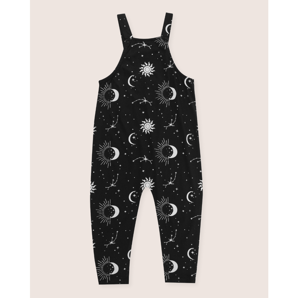 Turtledove London Kids Organic Cotton Celestial Print Jumpsuit In Black