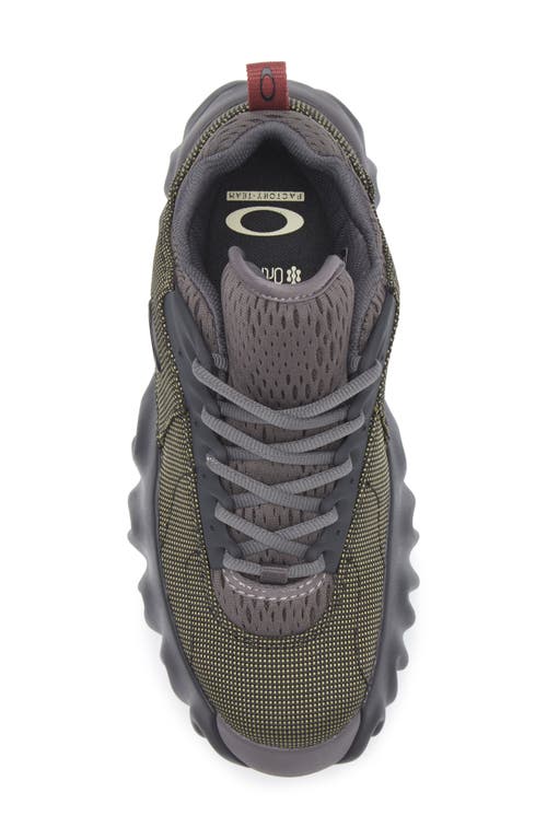 Shop Oakley Factory Team Chop Saw Mixed Media Sneaker In Graphite/green