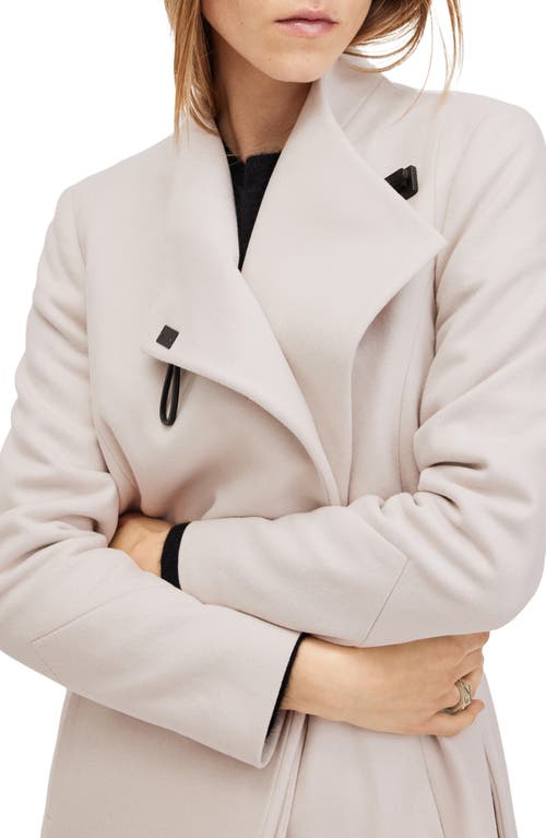 Allsaints Riley Wool Blend Belted Coat In White