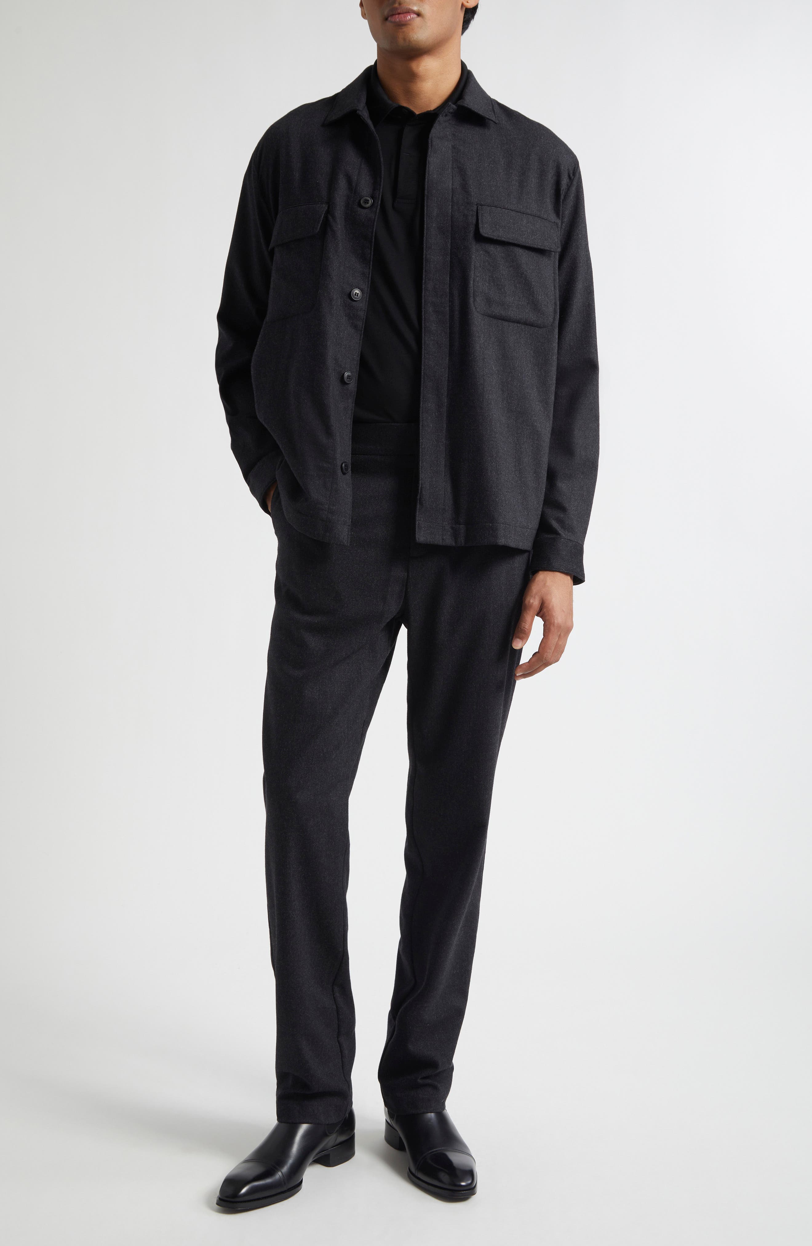 Stretch Virgin Wool & Cashmere Flannel Overshirt - image 2