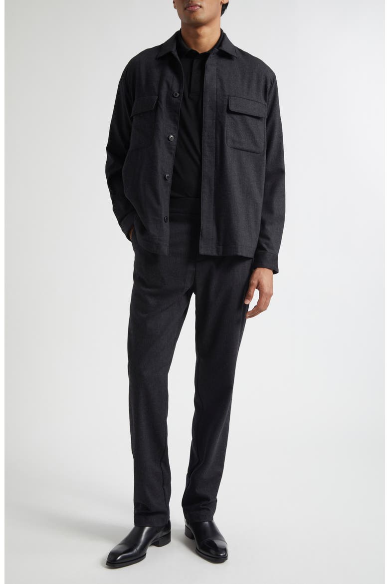 Stretch Virgin Wool & Cashmere Flannel Trousers, Alternate, color, CHARCOAL MELANGE