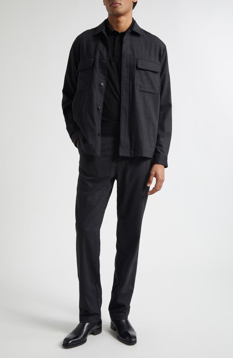 Sunspel Stretch Virgin Wool & Cashmere Flannel Trousers, Alternate, color, Charcoal Melange