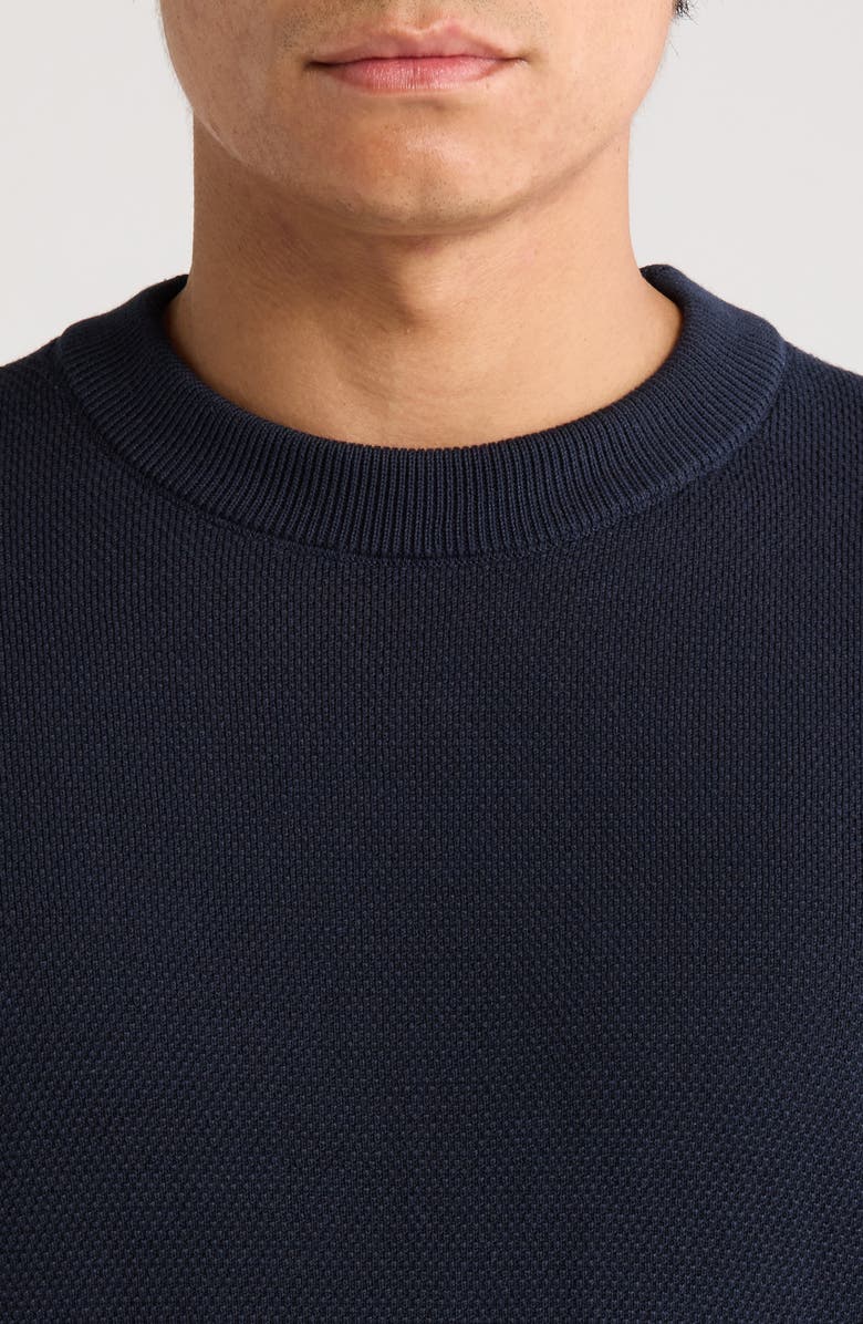 BOSS Ecaio Cotton Piqué Crewneck Sweater, Alternate, color, Dark Blue
