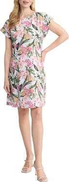 Jones New York Floral Linen Blend Shift Dress