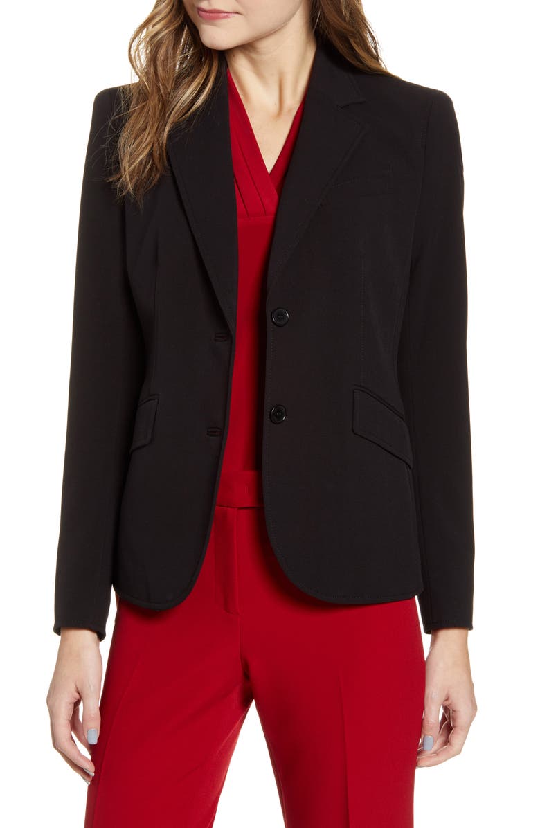 Anne Klein Two-Button Stretch Blazer, Main, color, Anne Blk