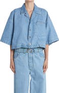Bottega Veneta Crop Bleached Cotton Denim Shirt