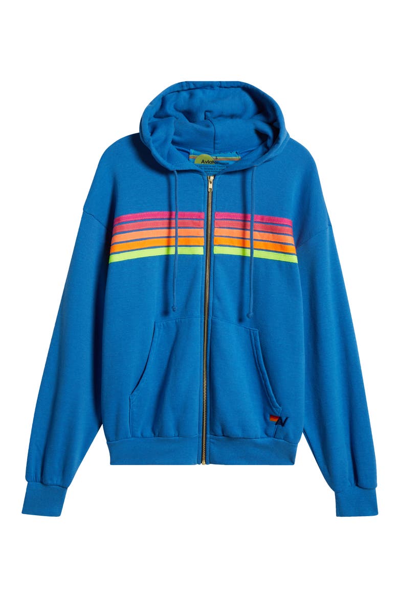 5-Stripe Zip Hoodie, Alternate, color, COBALT/ NEON