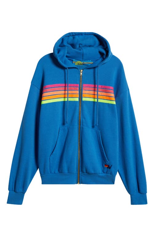 Aviator Nation Unisex Five Stripe Zip Hoodie In Cobalt