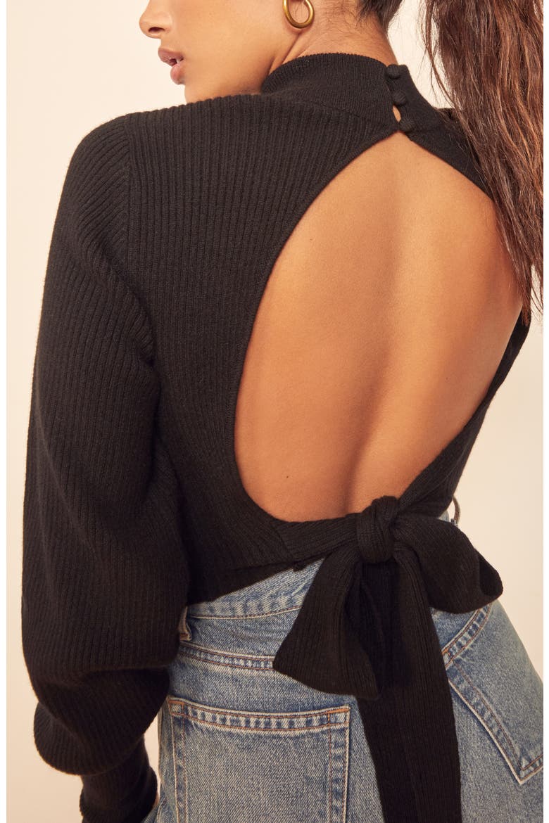Osteria Open Back Cashmere Sweater, Alternate, color, BLACK