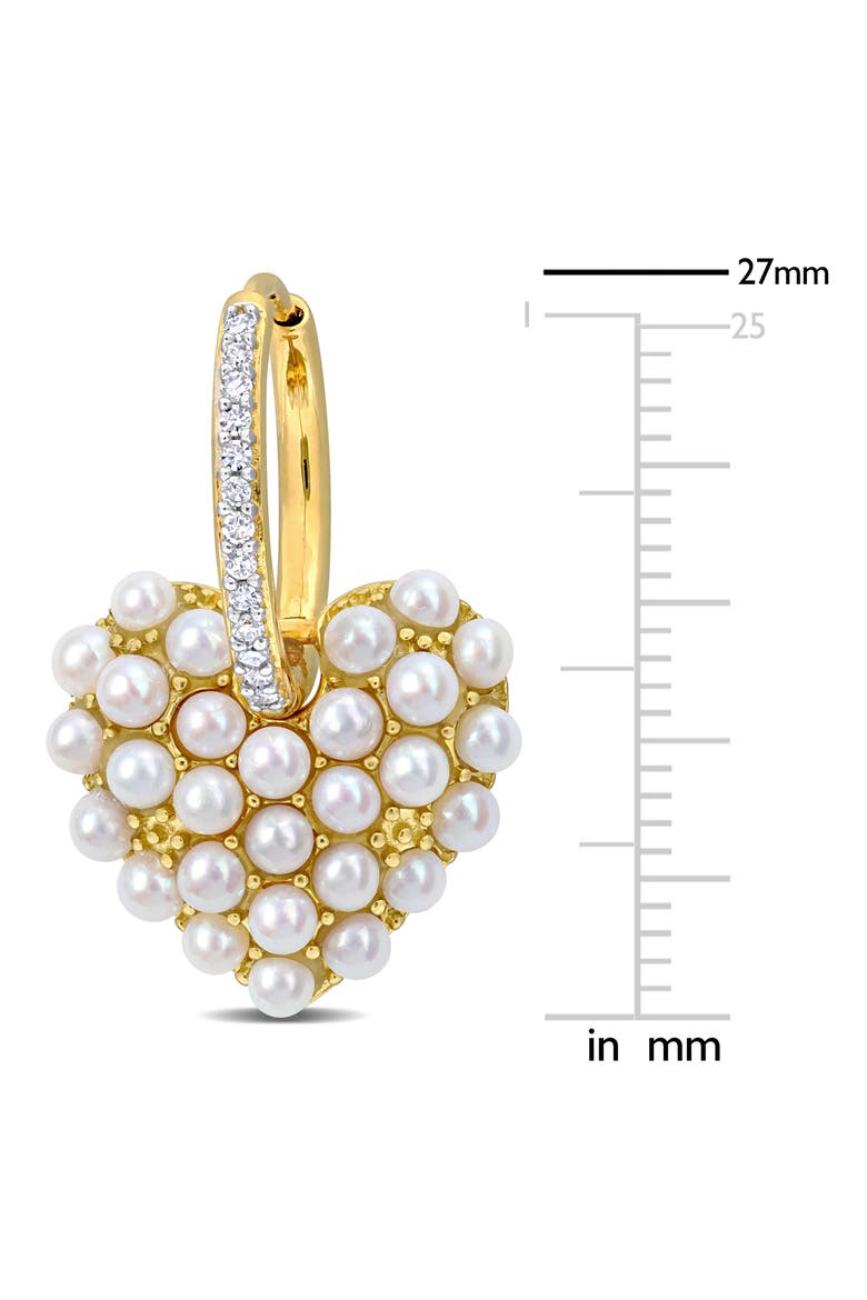 Pearl & Diamond Hoop Heart Earrings 14k, Alternate, color, Yellow Gold