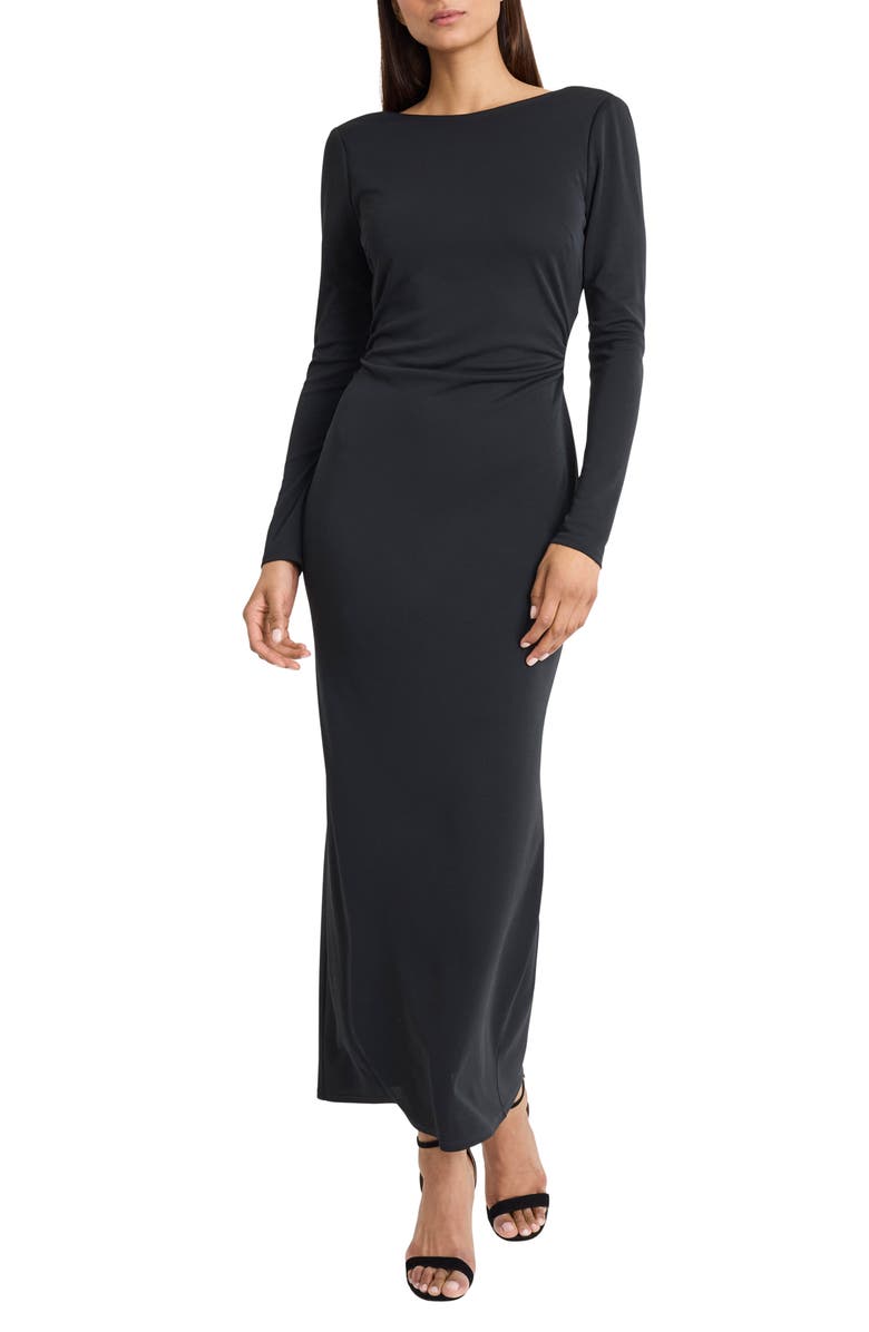 DONNA MORGAN FOR MAGGY Long Sleeve Boat Neck Maxi Dress, Main, color, Black