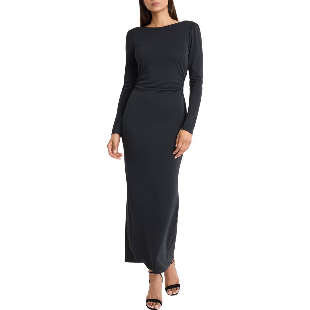 Donna Morgan For Maggy Long Sleeve Boat Neck Maxi Dress In Black