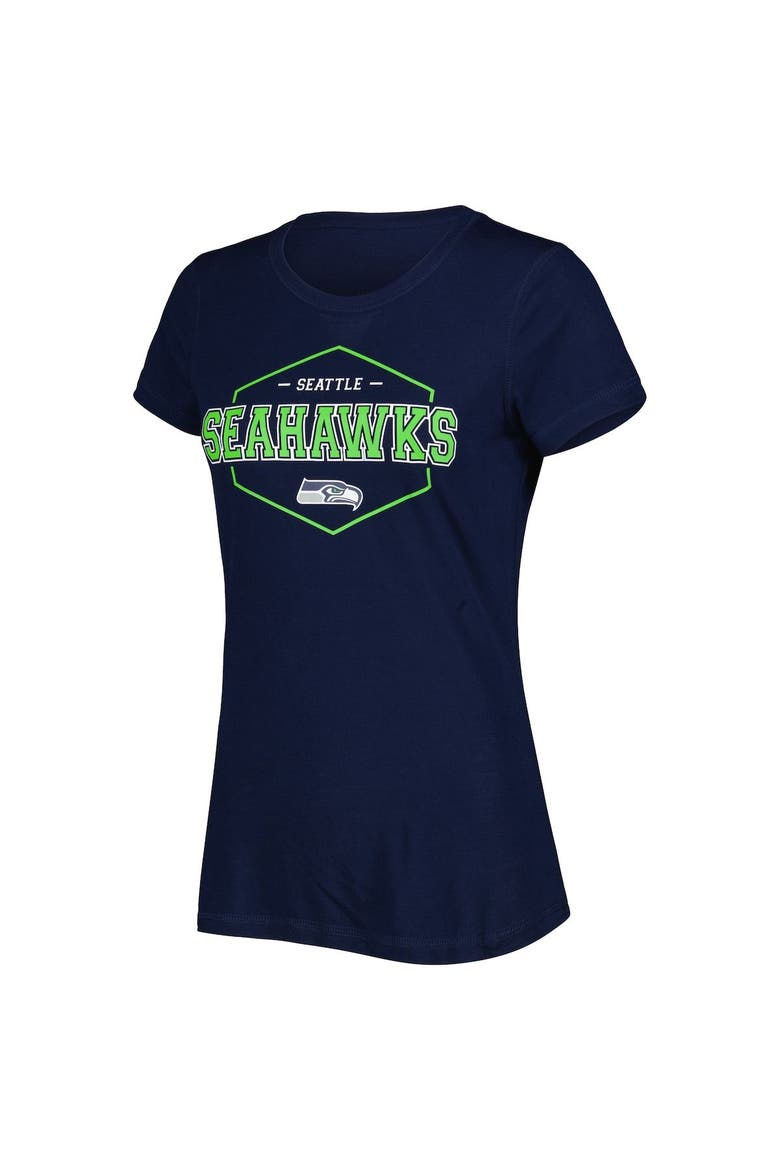 Women's Concepts Sport College Navy/Neon Green Seattle Seahawks Badge T-Shirt & Pants Sleep Set, Alternate, color, Navy