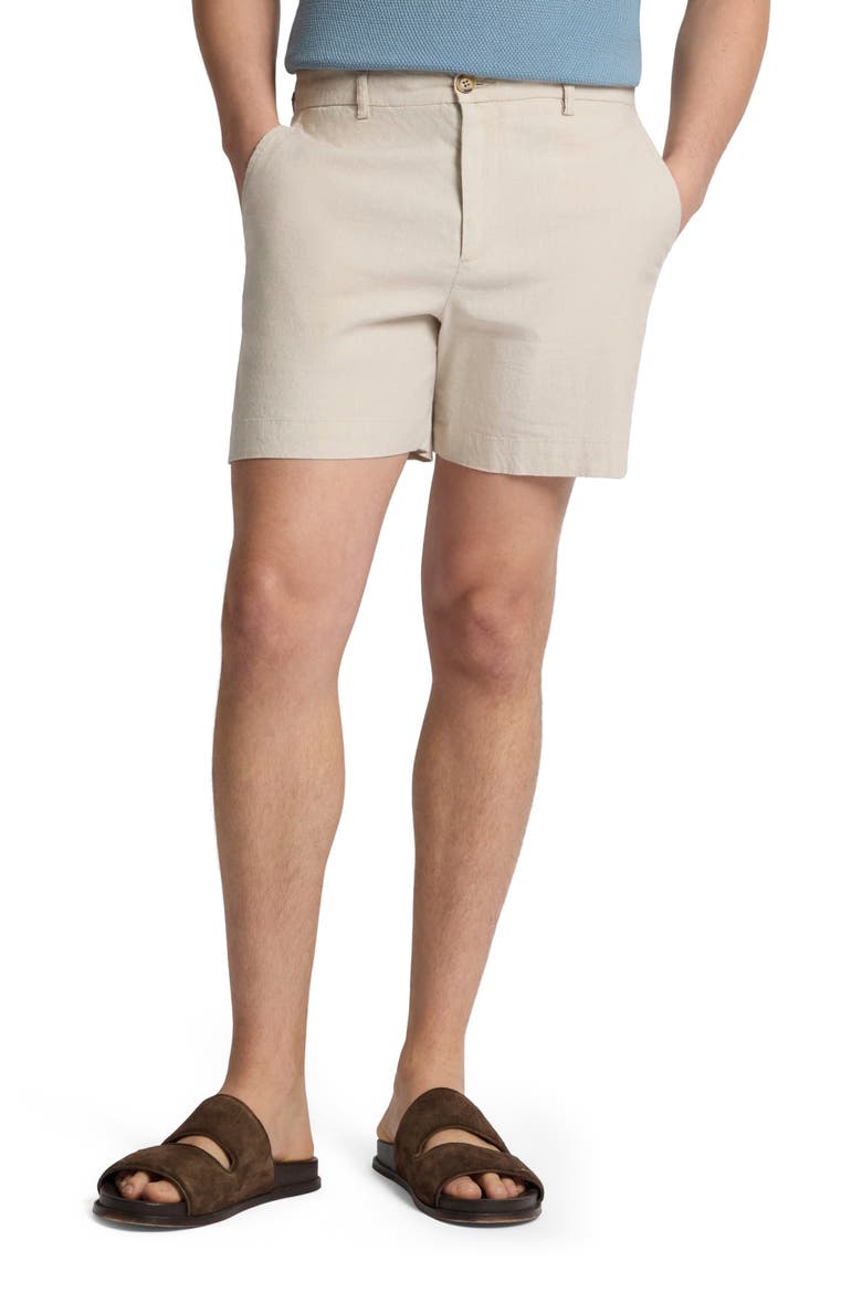 Stretch Linen 6" Short, Alternate, color, Stone