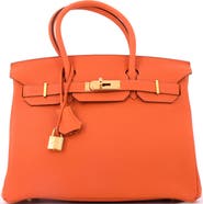 Pre-Owned Hermes Birkin Handbag Orange Togo with Gold Hardware 30