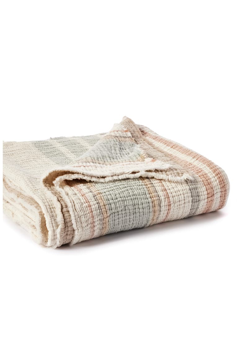Topanga Organic Cotton Matelasse Throw Blanket, Main, color, SUNSET STRIPE