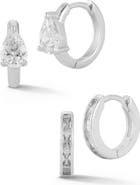 GLAZE JEWELRY Set of 2 Cubic Zirconia Small Hoop Earrings