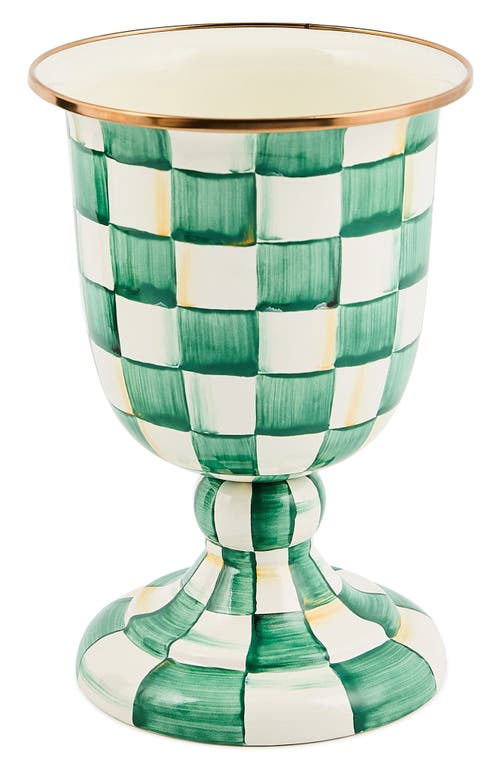 Mackenzie-childs Mackenzie Childs Emerald Check Pedestal Vase In Green