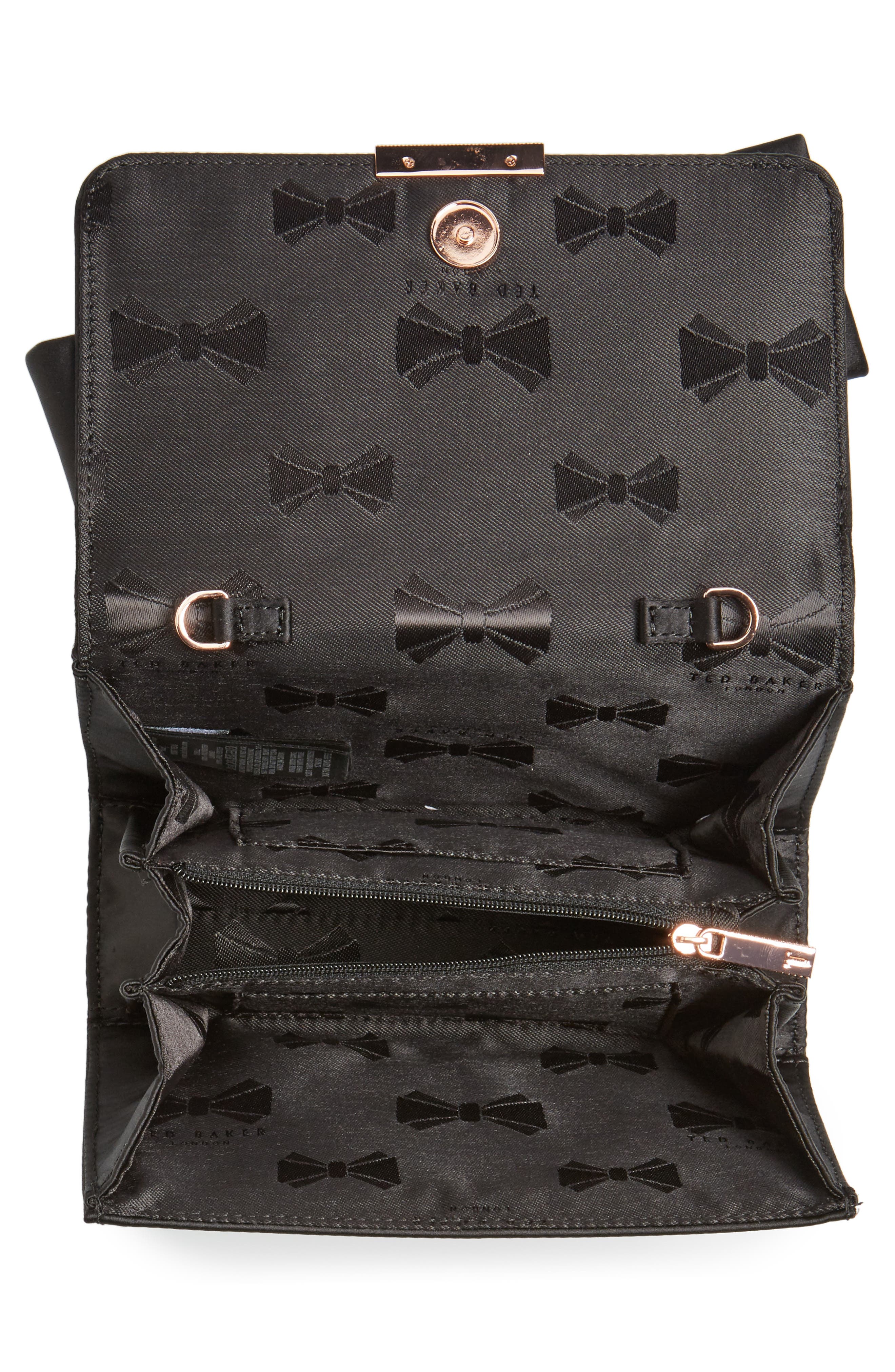 Fefee Satin Knotted Bow Clutch, Alternate, color, BLACK