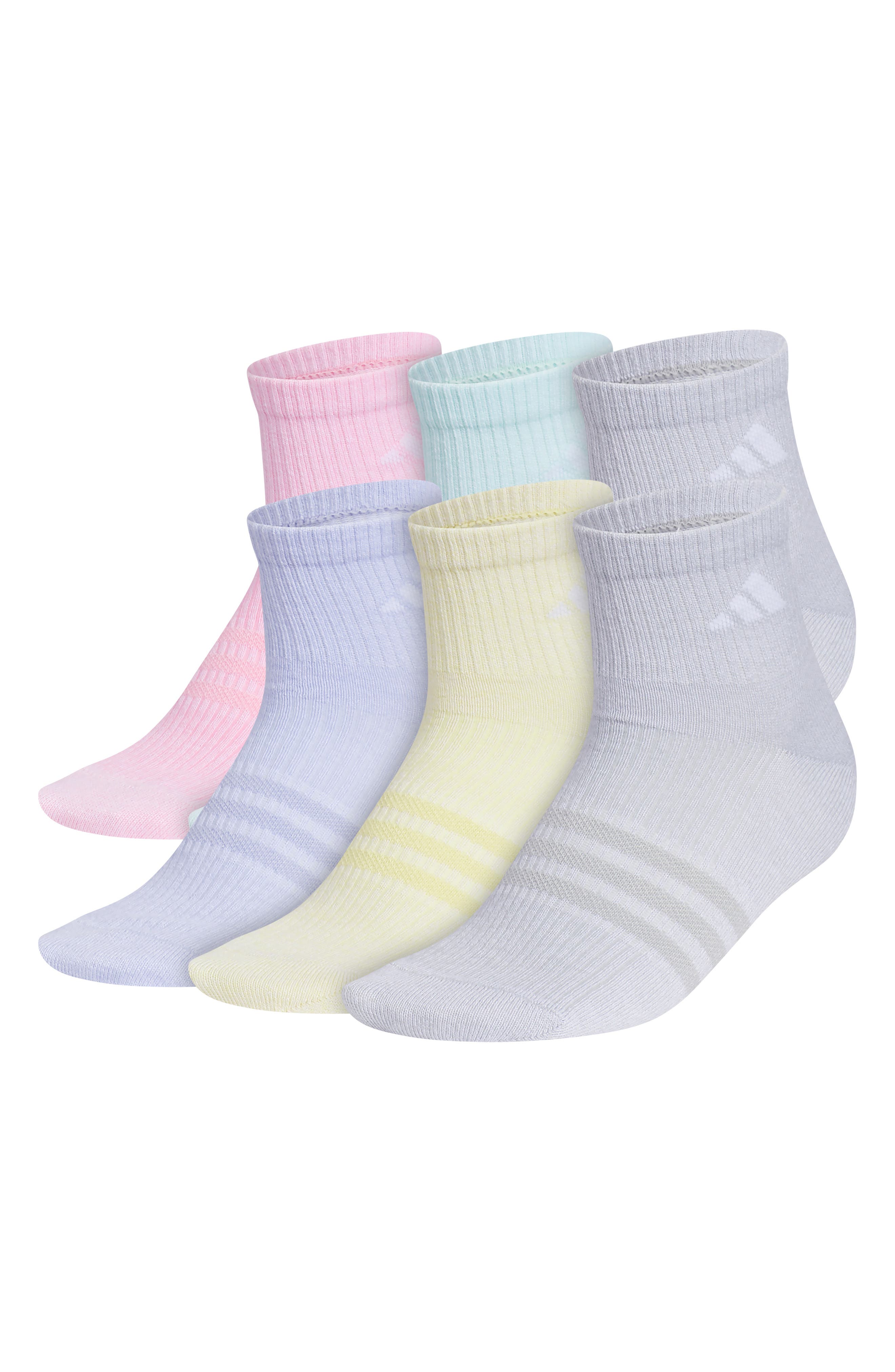 adidas Kids' Superlite Assorted 6-Pack Quarter Socks (Women ...