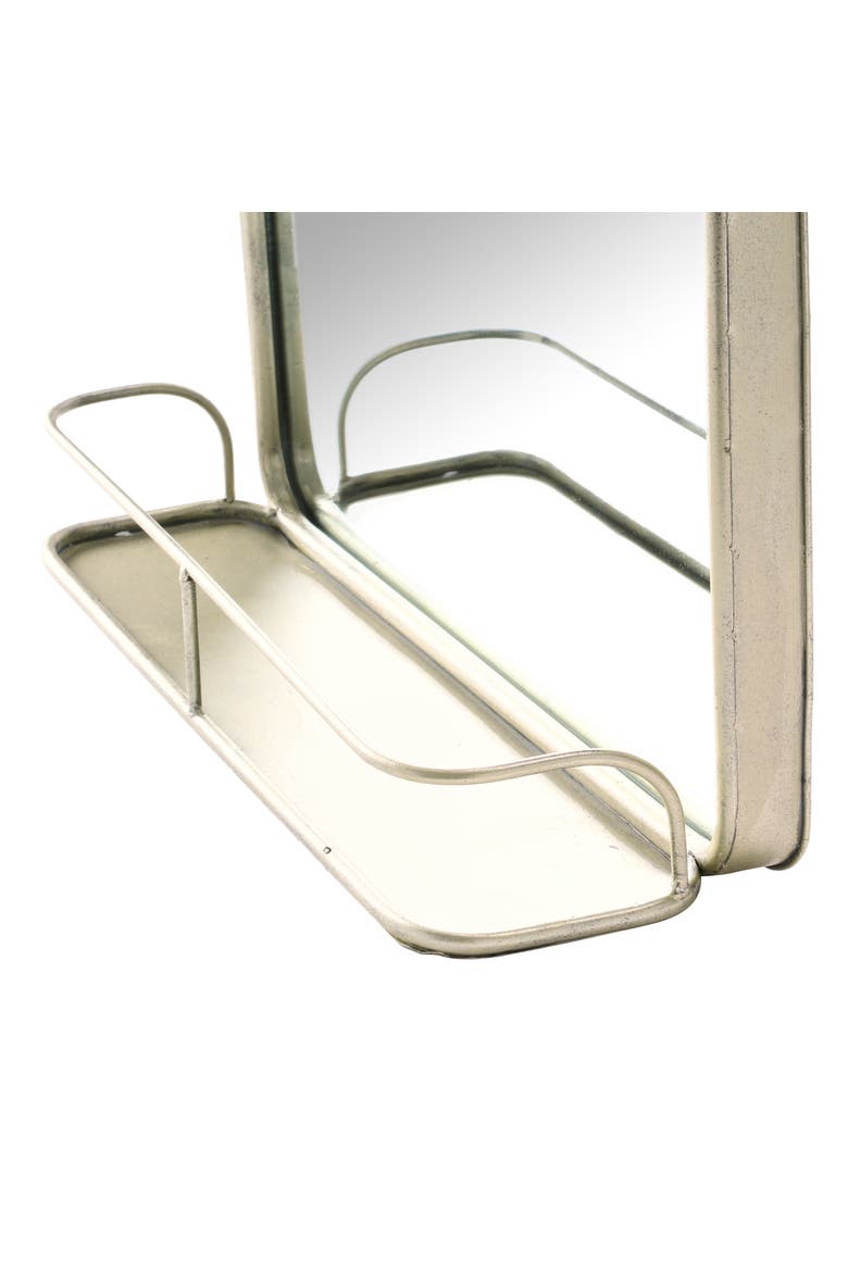 Metal Framed Wall Mirror with Shelf and Antique Nickel Finish, Alternate, color, Gold