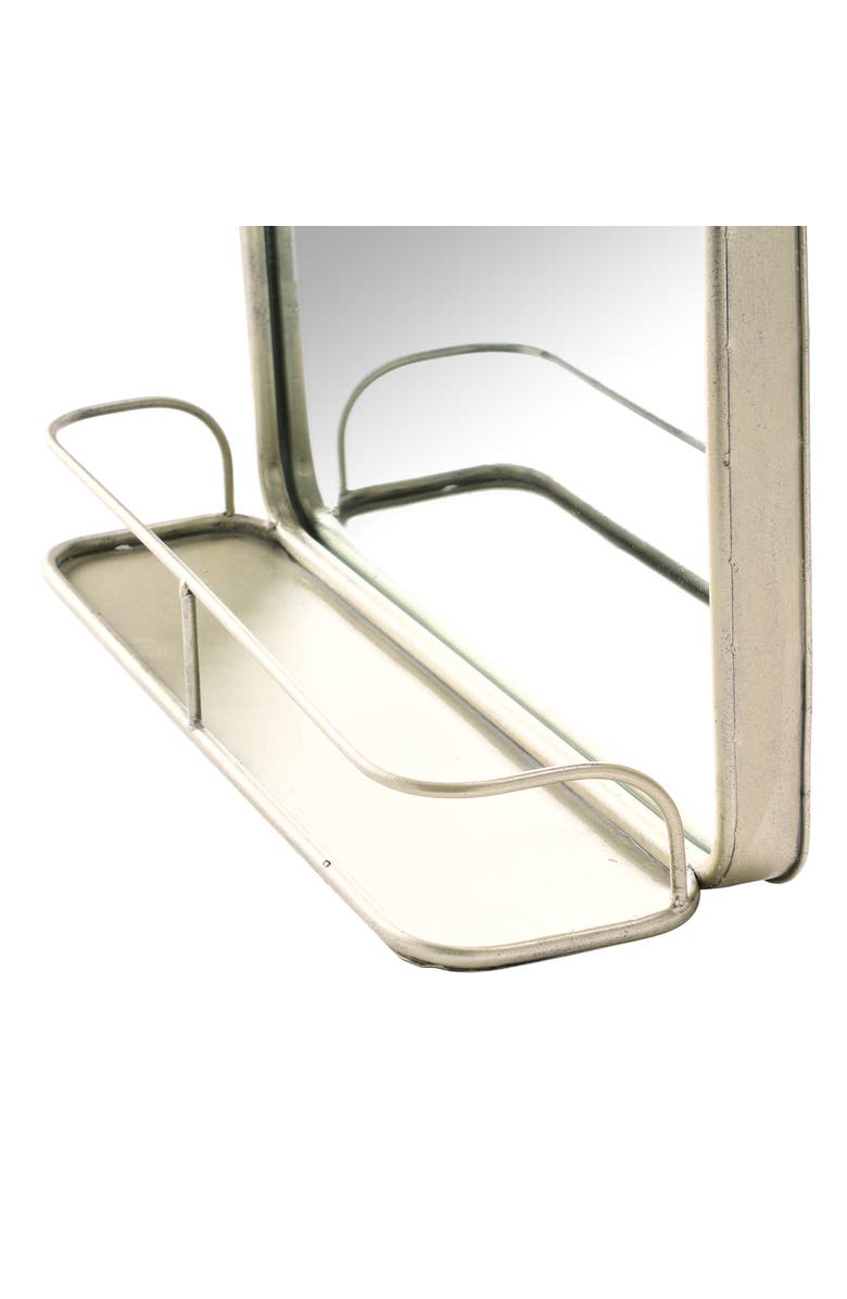 Storied Home Metal Framed Wall Mirror with Shelf and Antique Nickel Finish, Alternate, color, Gold