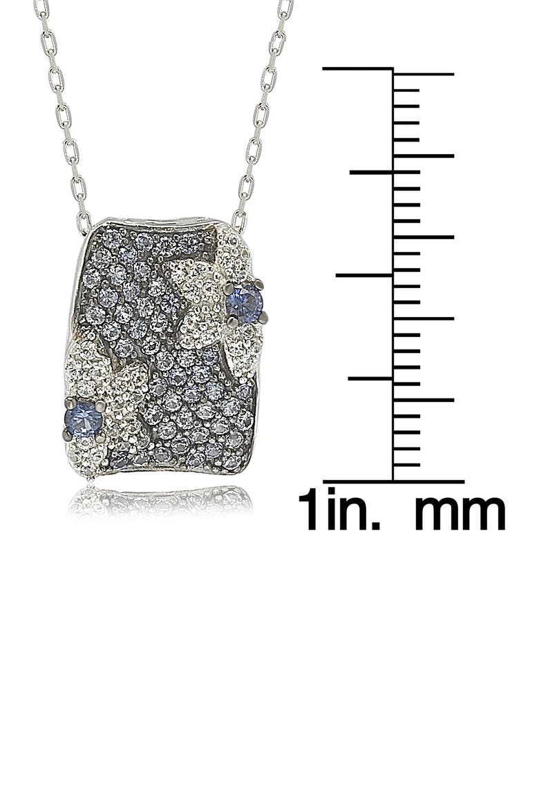 Sterling Silver Blue Sapphire, Lab Created White Sapphire, & Brown Diamond Floral Pendant Necklace, Alternate, color, BLUE