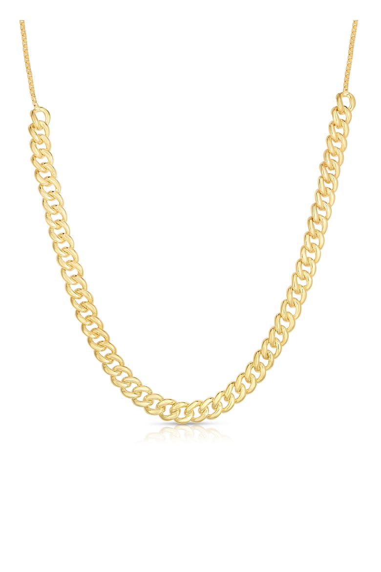 Box & Curb Chain Necklace, Main, color, GOLD