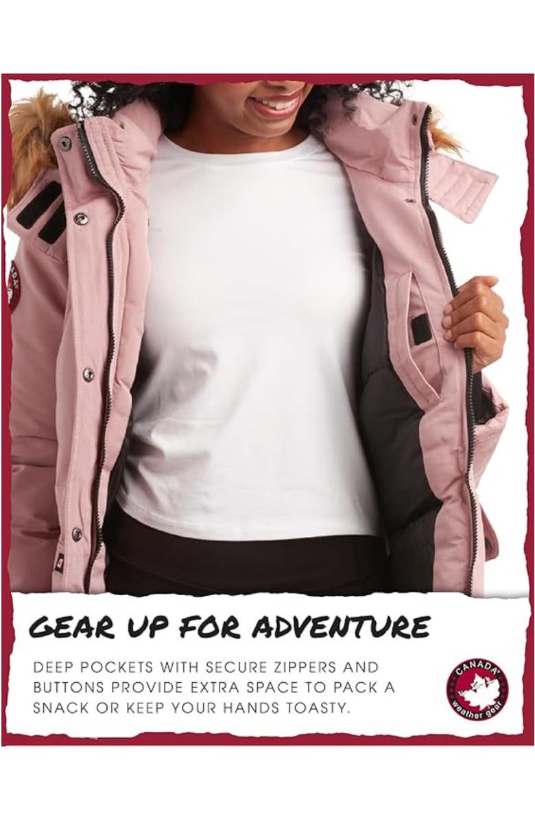 CANADA WEATHER GEAR Women
s Long Winter Jacket, Alternate, color, Dusty Rose